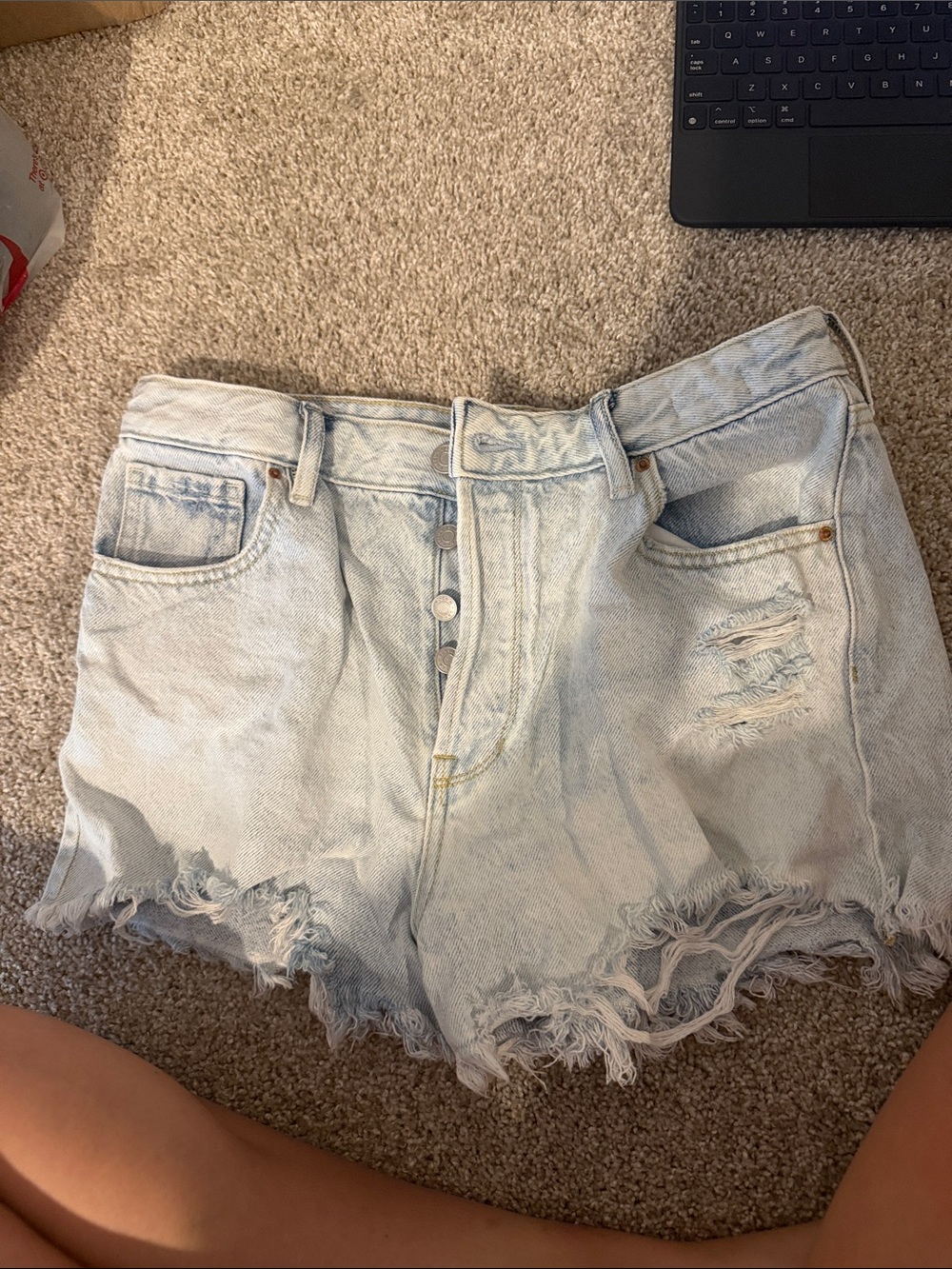 Pacific Sunwear Light Blue Distressed Denim Shorts